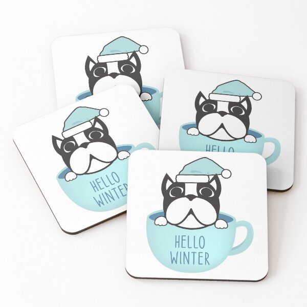 Item preview, Cute Boston Terrier Merry Christmas Funny Hello Winter Essential T-Shirt designed and sold by PilaStudio.