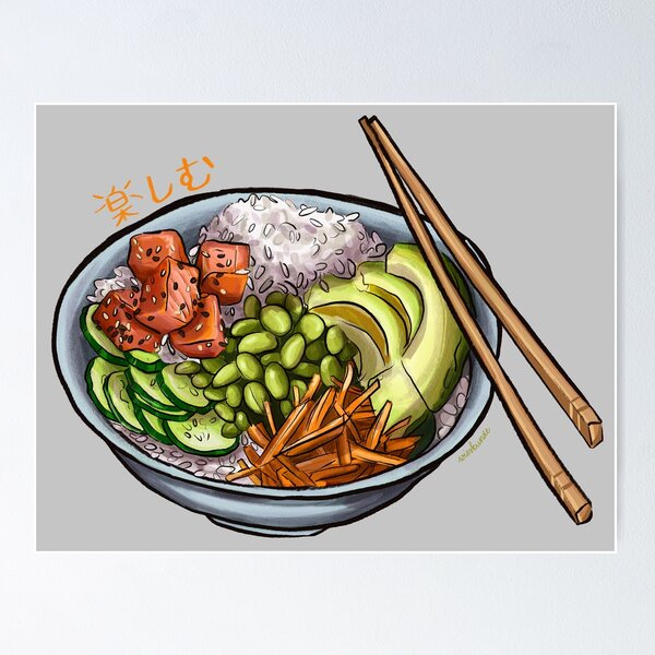 Item preview, Poke Bowl with salmon and fresh vegetables designed and sold by Wieskunde.