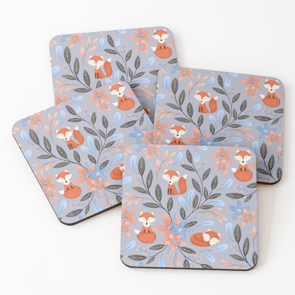 Artikelvorschau, Folk Art Foxes | Grey entworfen und verkauft von RebeccaFlaherty.