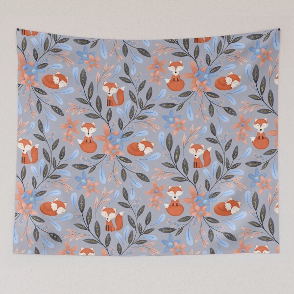 Item preview, Folk Art Foxes | Grey designed and sold by RebeccaFlaherty.
