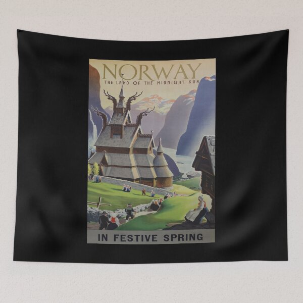 Item preview, retro classic Norway in festive spring poster designed and sold by CorasPosters.