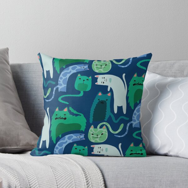 Item preview, Cats - Cute Blue and Green Cartoon Animal Pattern designed and sold by TheRainbowRoom.