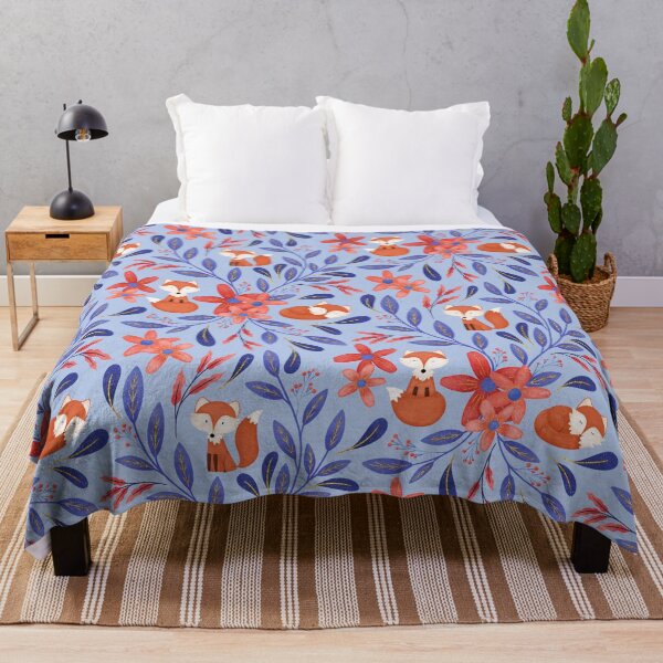 Artikelvorschau, Folk Art Foxes | Blue and Coral entworfen und verkauft von RebeccaFlaherty.