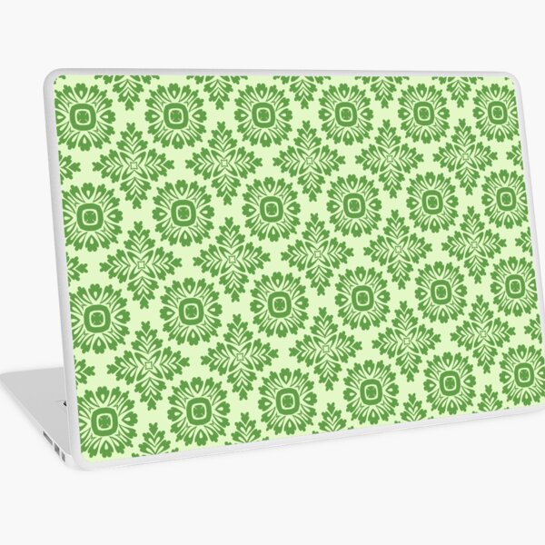 Blumenornament barock light green 21102020 in Groß Laptop Folie