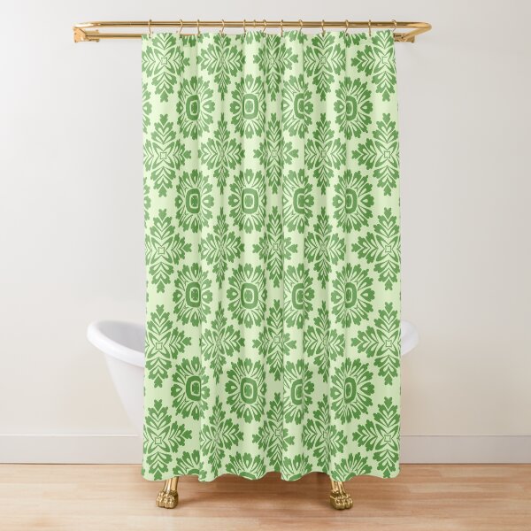 Flower ornament baroque light green 21102020 in Big Shower Curtain