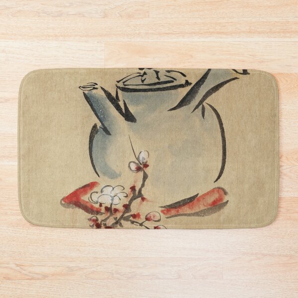 Item preview, Burnished art print ink drawing teapot with blossom branch designed and sold by Kallandra.