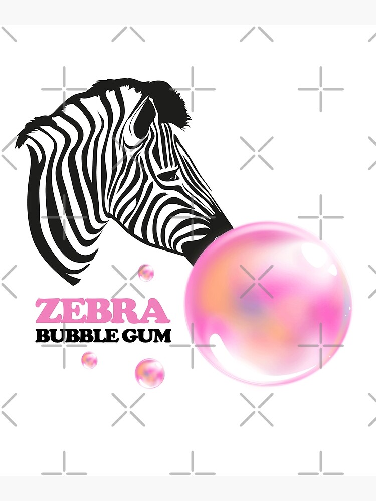 Zebra Bubble Gum Funny Cute Animal Print Pink Black N White Art Poster for  Sale by peachyline