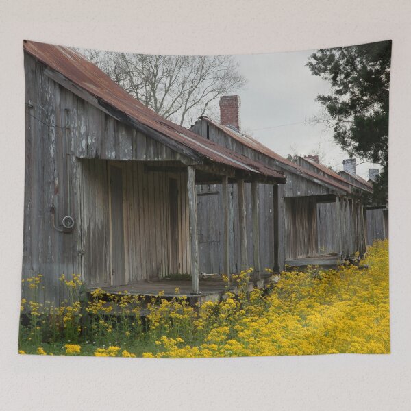 Item preview, Old Slave Quarters in Louisana with yellow wild flowers designed and sold by Allen Penton.