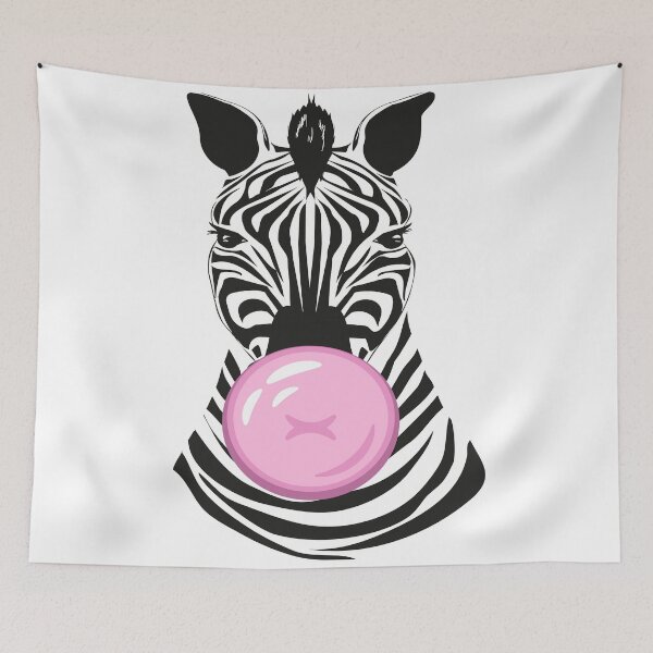 Item preview, Zebra Bubble Gum Funny Cute Animal Pink Black N White Wall  designed and sold by peachyline.
