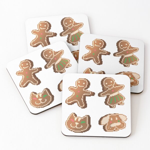 Item preview, 4 Cute Pixel Art Christmas Gingerbreads Dog/Cat/Woman/Man designed and sold by MM-Pink.
