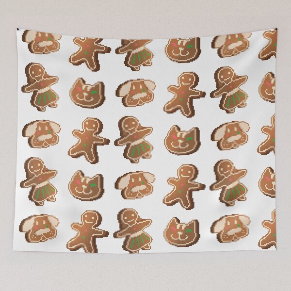 Item preview, 4 Cute Pixel Art Christmas Gingerbreads Dog/Cat/Woman/Man designed and sold by MM-Pink.