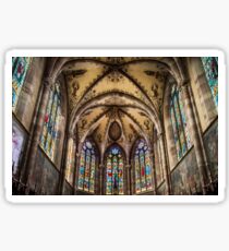 Panoramic view of St.Peter and Paul medieval church interior, Obernai, France Sticker