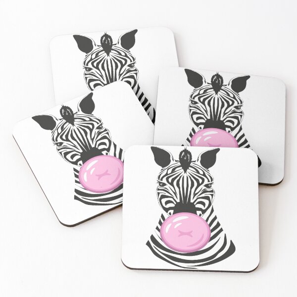 Item preview, Zebra Bubble Gum Funny Cute Animal Print Black N White Pink designed and sold by peachyline.