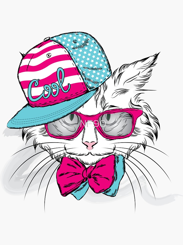 cat cool Sticker for Sale by NF90