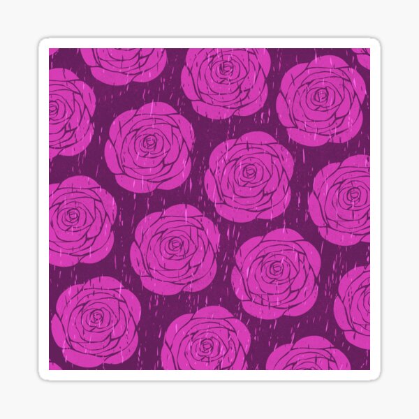 Purple Rose Woodcut Sticker