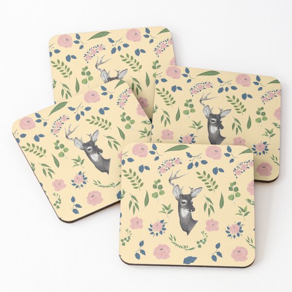 Item preview, Dear Head Hand Drawn Spring Flower Pattern designed and sold by CrescntDesigns.