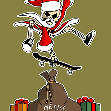 Artwork thumbnail, Christmas Skateboarding Santa Skeleton Zombie by etourist