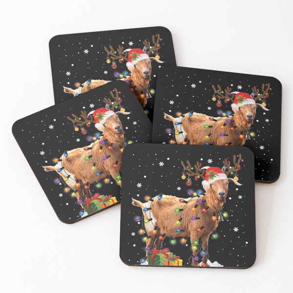 Item preview, Goat Christmas Reindeer Santa Hat Fairy Lights Pajama designed and sold by MarcelaSoto.