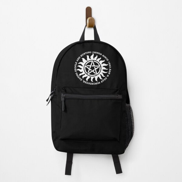 Supernatural Patches Pin Double Zipper Backpack School Book Bag Winchester Bros. 