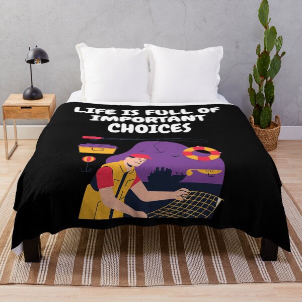 Item preview, Life Is Full Of Important Choices Fishing Net In Black designed and sold by LuckyKermit.