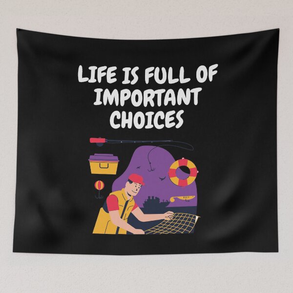 Item preview, Life Is Full Of Important Choices Fishing Net In Black designed and sold by LuckyKermit.
