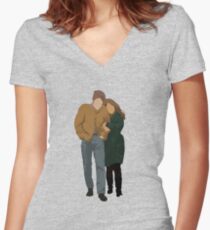 Minimalist Freewheelin' Bob Dylan Women's Fitted V-Neck T-Shirt