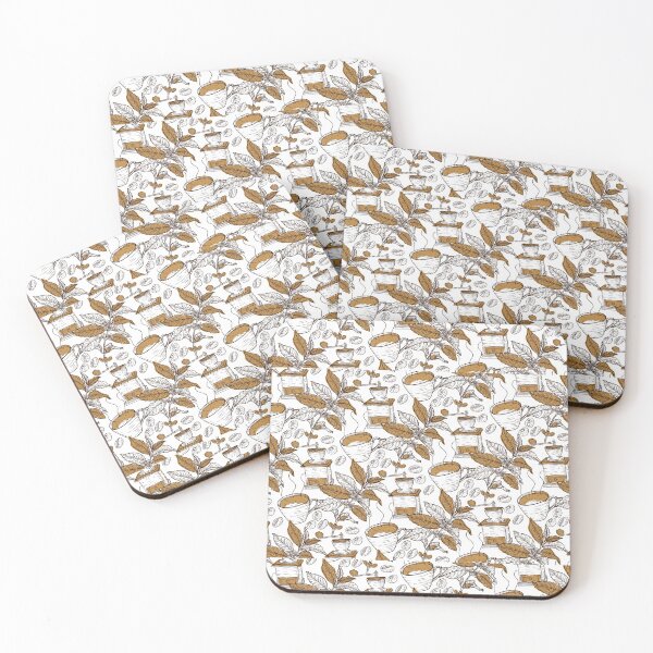 Item preview, White Coffee with Leaves Pattern designed and sold by TFM-Novelties.
