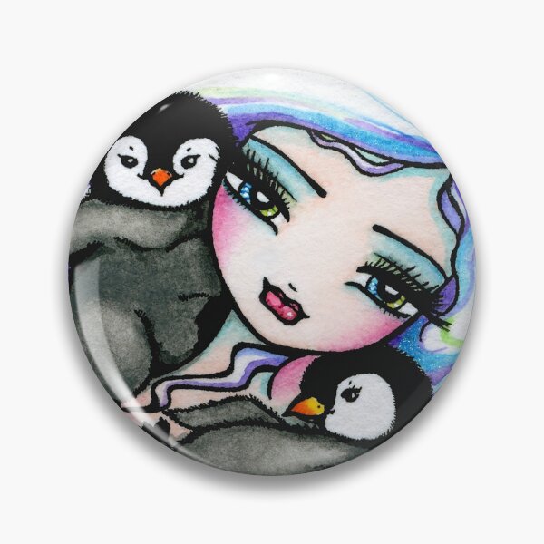 Item preview, Frosty Mermaid with Baby Penguin Friends Whimsical Fantasy Art designed and sold by hannahlynnart.
