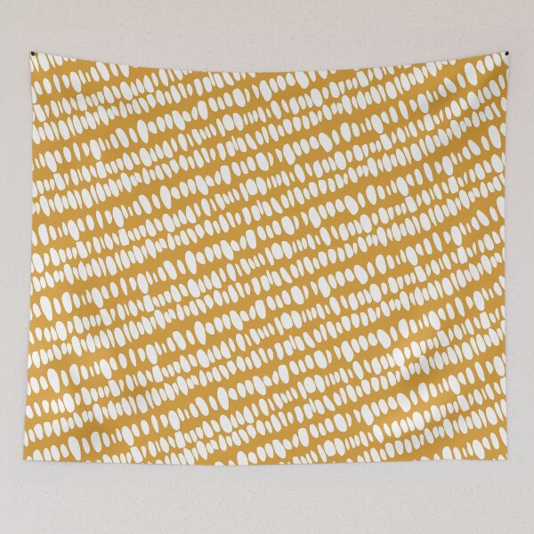 Artikelvorschau, Geomatric Line Pattern, Boho, Native Style, African, Textile, Dashes, Yellow entworfen und verkauft von meggydesigns.