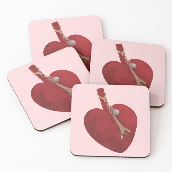 Item preview, Red fluffy heart keyring with the Eiffel Tower charm in rose gold and a white perl. designed and sold by Tana-B.