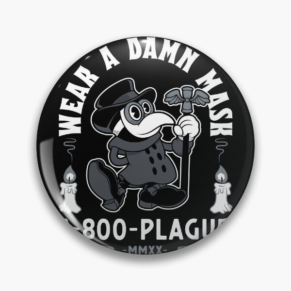 Item preview, Vintage Cartoon Plague Doctor - Wear a Damn Mask - Macabre designed and sold by Nemons.