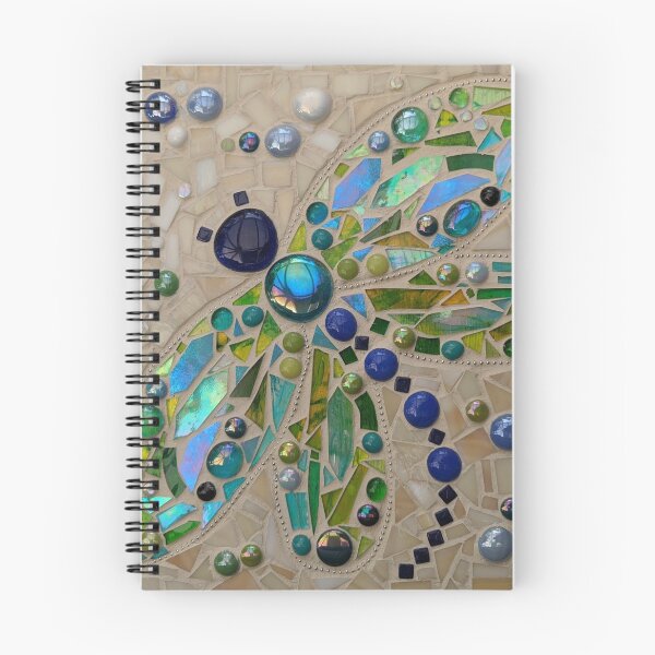 Item preview, dragonfly stained glass mosaic in green and teal designed and sold by suespaintroom.