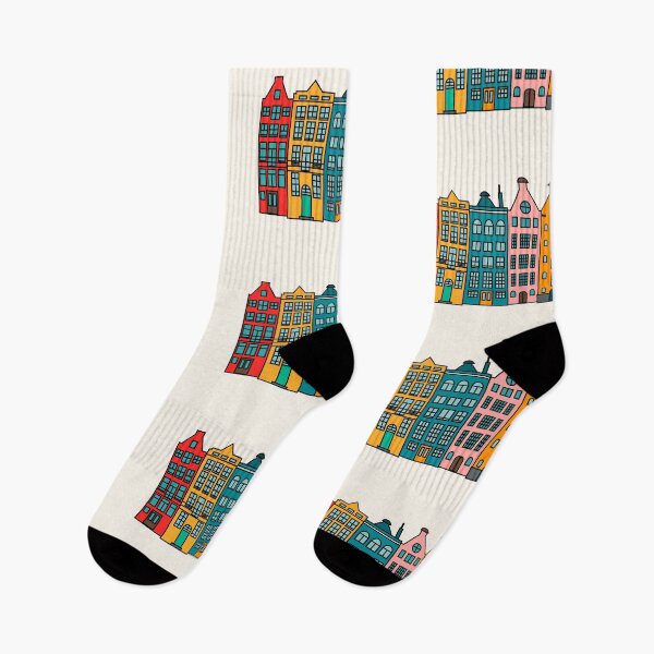 Item preview, Set of colorful old hand drawn european multistory buildings. Amsterdam Netherlands designed and sold by Familyshmot.