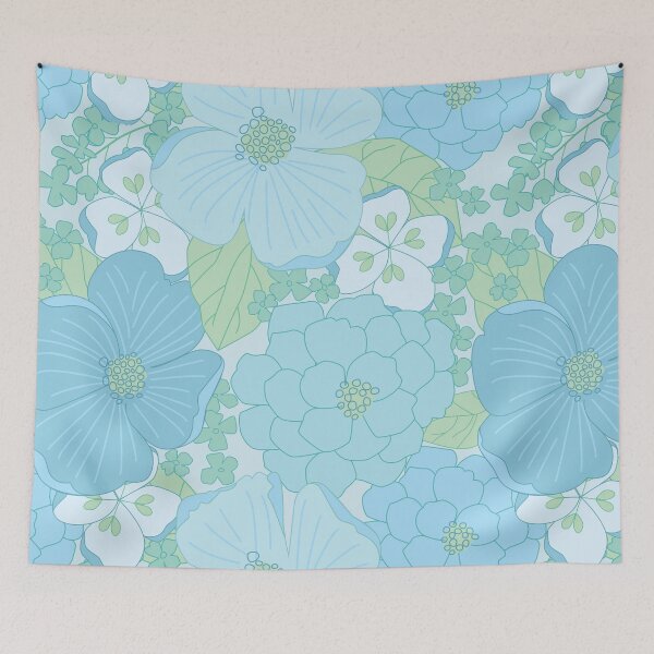 Item preview, Light Blue Pastel Vintage Floral Pattern designed and sold by Eyestigmatic.