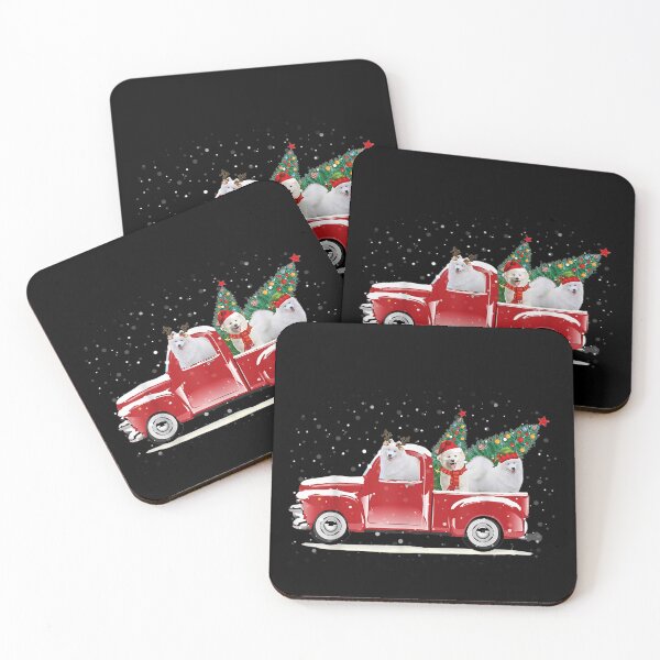 Item preview, Samoyed Christmas Red Truck Pick Up Tree Funny Dog Lover designed and sold by MarcelaSoto.
