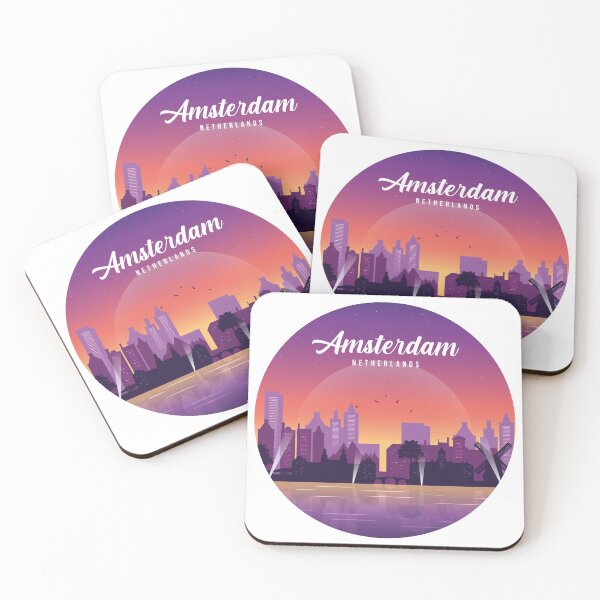 Item preview, Amsterdam Netherlands night skyline designed and sold by louzaartist.