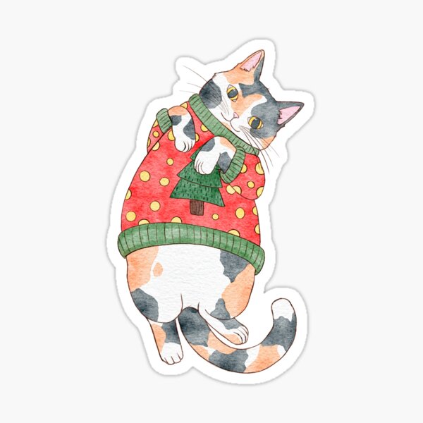 Holiday Calico Cat Sticker