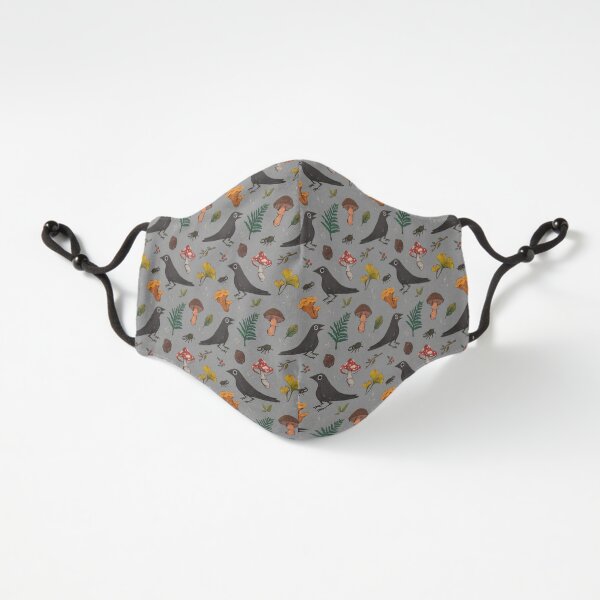 crows & shrooms - grey Fitted 3-Layer