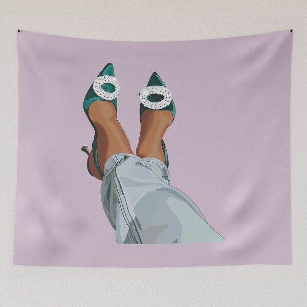 Item preview, Emerald green stain shoes with a diamanté's brooch worn with boyfriend jeans designed and sold by Tana-B.