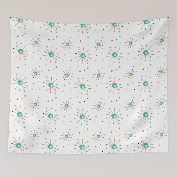 Item preview, Atomic Age Teal Orange Black Starburst Pattern designed and sold by Orchard Berry.