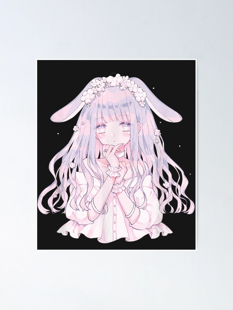 Pastel Vibes Anime Girl Art Print Kawaii Cute Art Aesthetic 