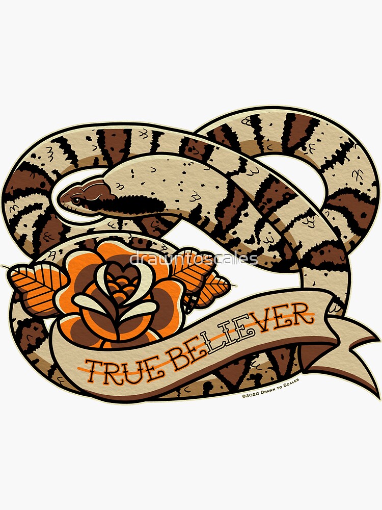 True Believer False Water Cobra Sticker for Sale by drawntoscales