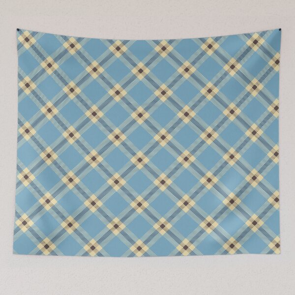 Item preview, Diamond twill plaid pattern blu cream brown designed and sold by Kamiri.
