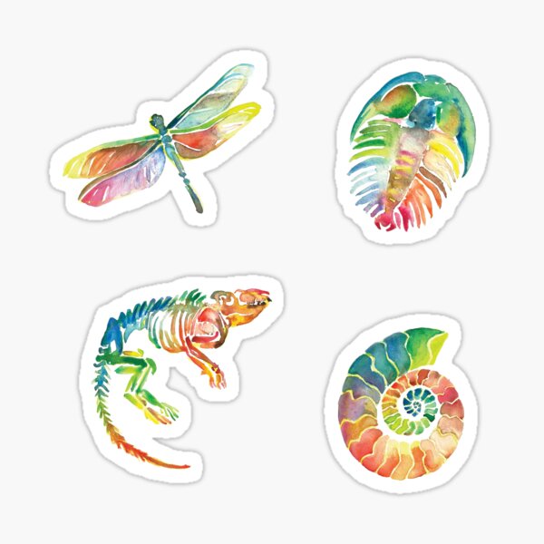 Item preview, Rainbow Watercolor Fossil Sticker Pack designed and sold by VivtheFish.