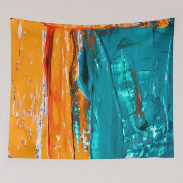 Item preview, Abstract Art Orange Turquoise Painting designed and sold by Walk-It-Off.