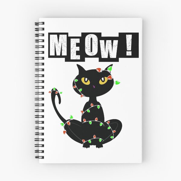 Item preview, Cute Black Cat Entangled in Christmas Lights designed and sold by BusyMonkeys.