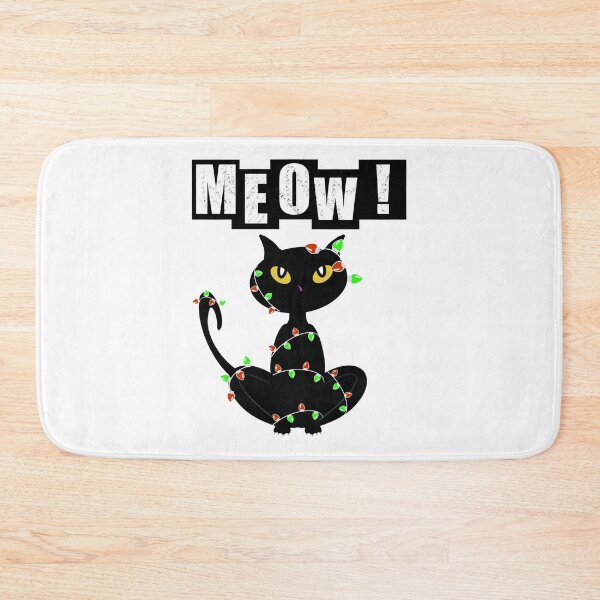 Item preview, Cute Black Cat Entangled in Christmas Lights designed and sold by BusyMonkeys.