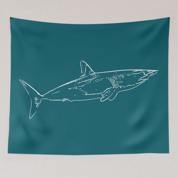 Item preview, Mako Shark Thin White Print designed and sold by designsasstultd.