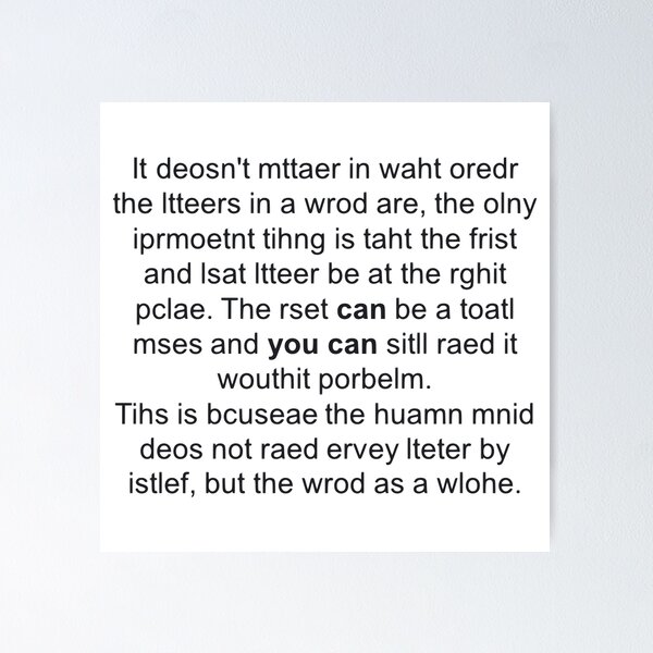Your Brain Can Read Jumbled Letters Poster