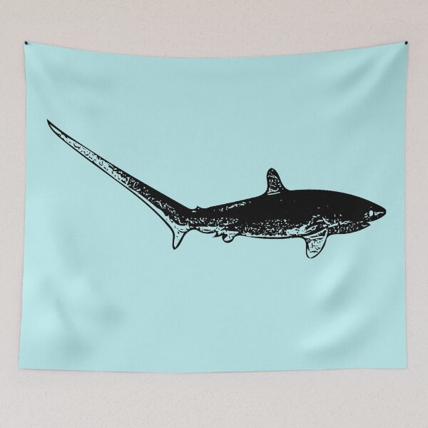 Item preview, Thesher Shark Black Print designed and sold by designsasstultd.